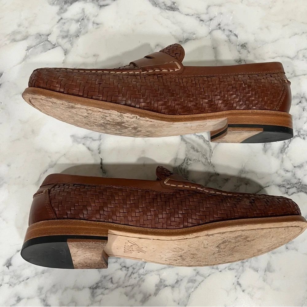 Johnston & Murphy Halstead Woven Penny Loafer brown full-grain leather Men’s 10